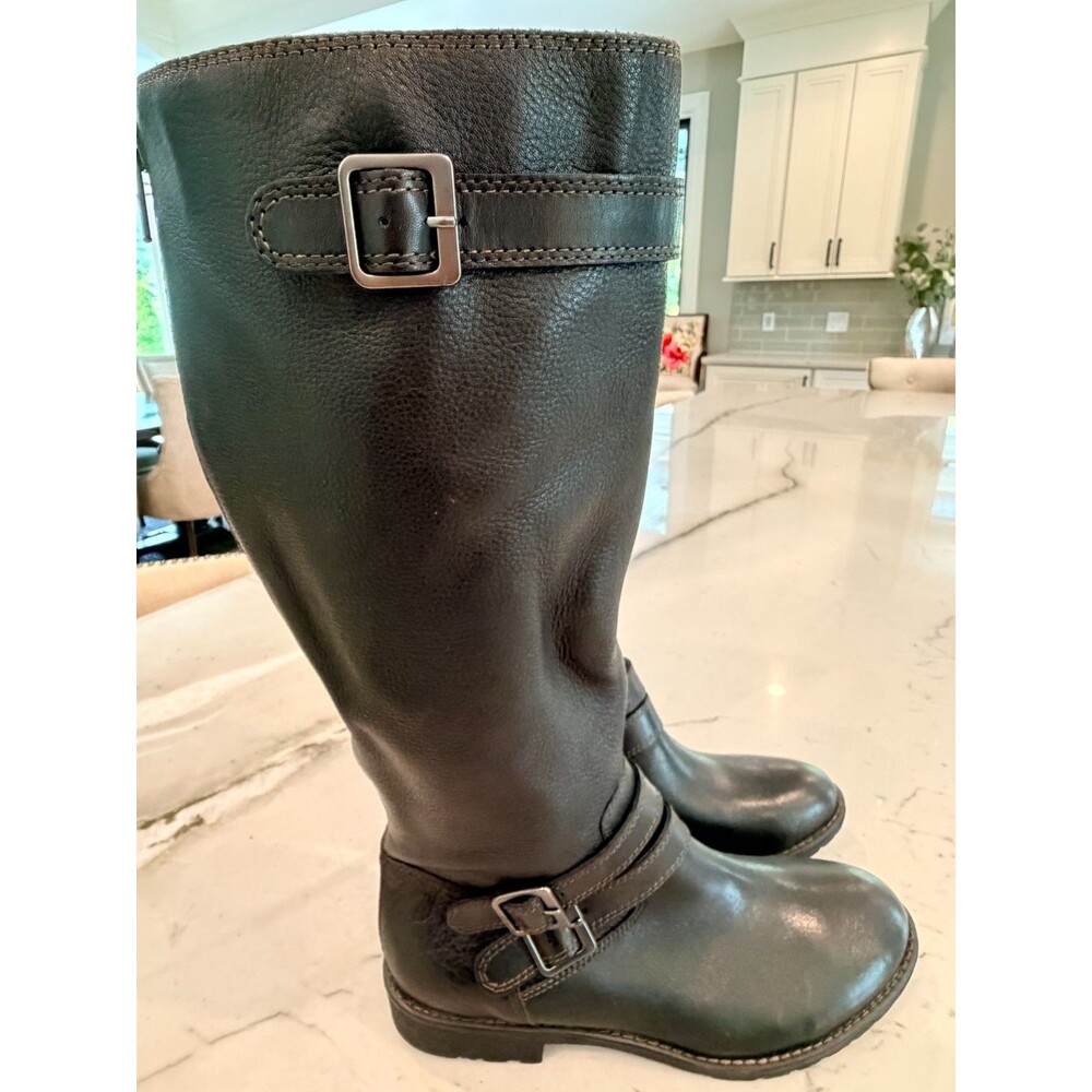 Montana Gavyn Size 7.5M Black Leather Zip Up Tall Boots Soft Suede Leather Lined